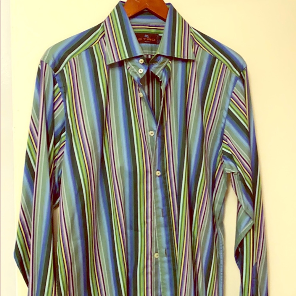 Etro size 42 men’s shirt. Like new. Green stripe.
